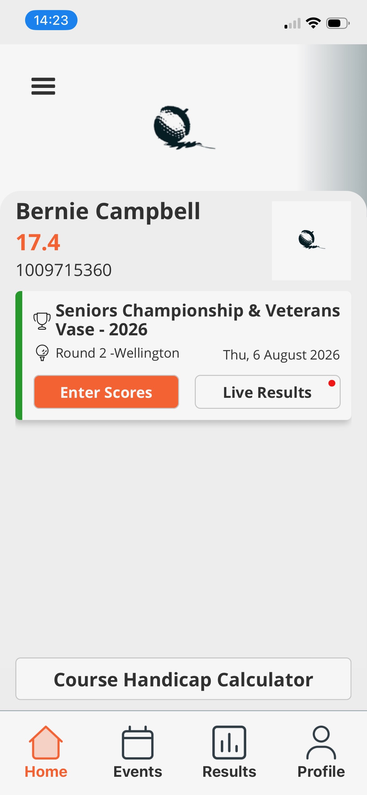 Golf Genius scoring screen